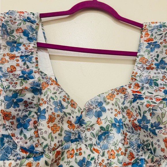 Wildfox Sydney top Snow White Floral Ruffle Blouse Womens top Sz L - Picture 7 of 11